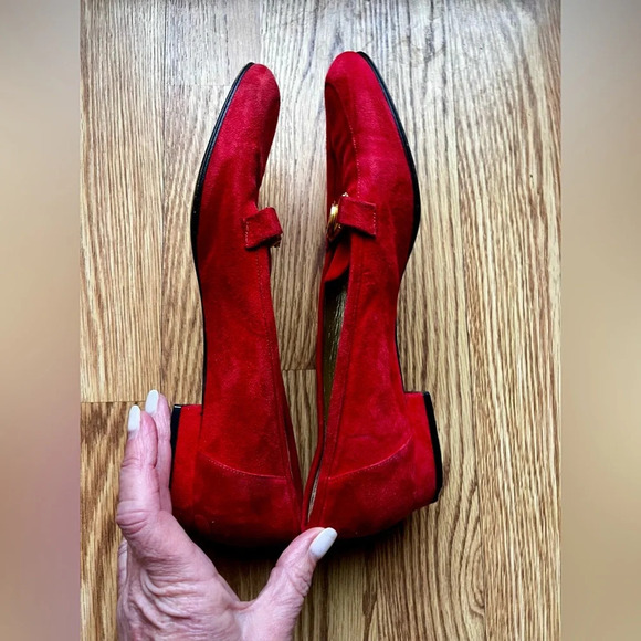 Escada Women's Shoes Suede Red/Orange Loafers Flats Size 8 - VINTAGE - Picture 5 of 9